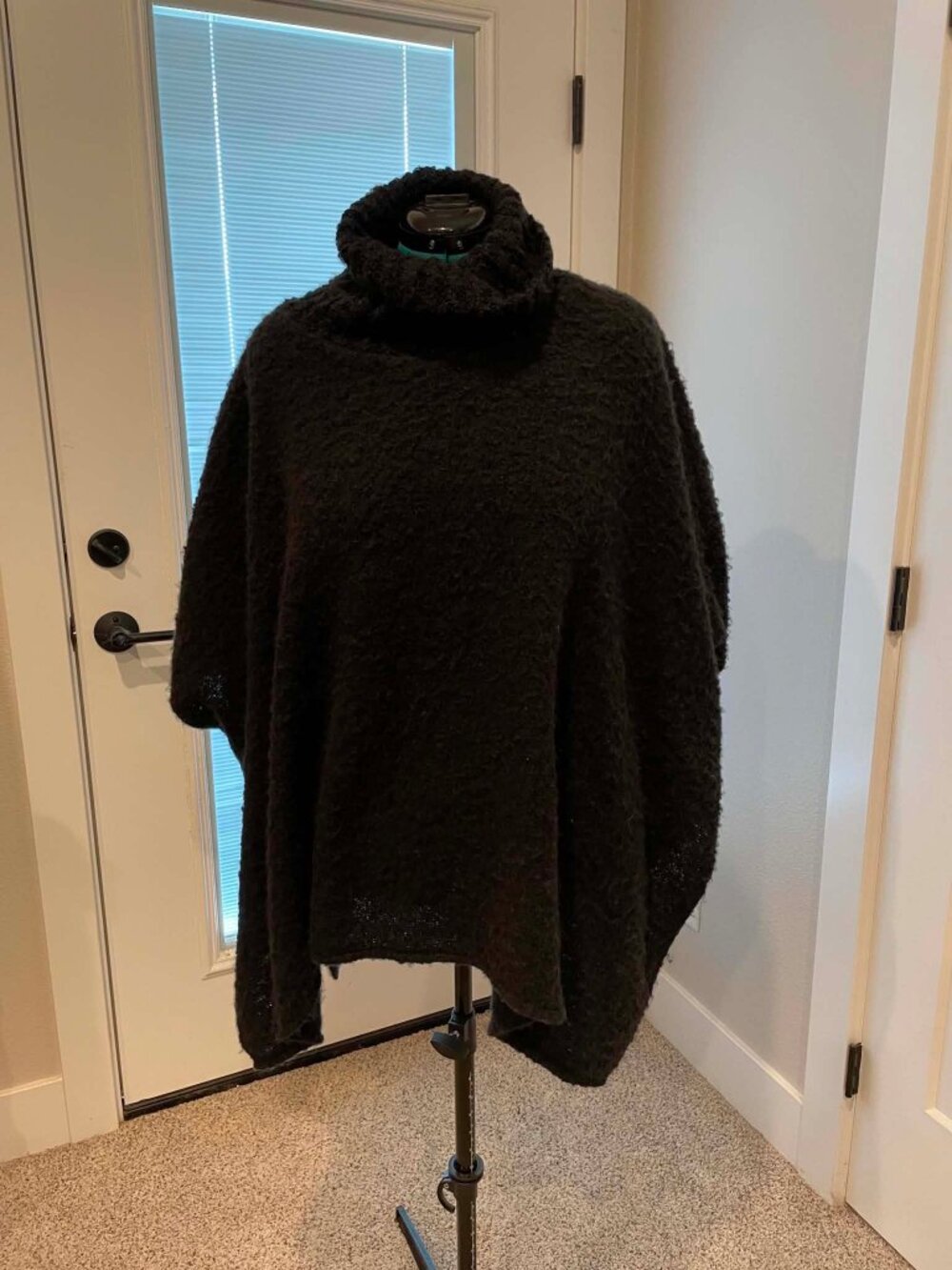Women's Black Turtleneck Poncho Sweater